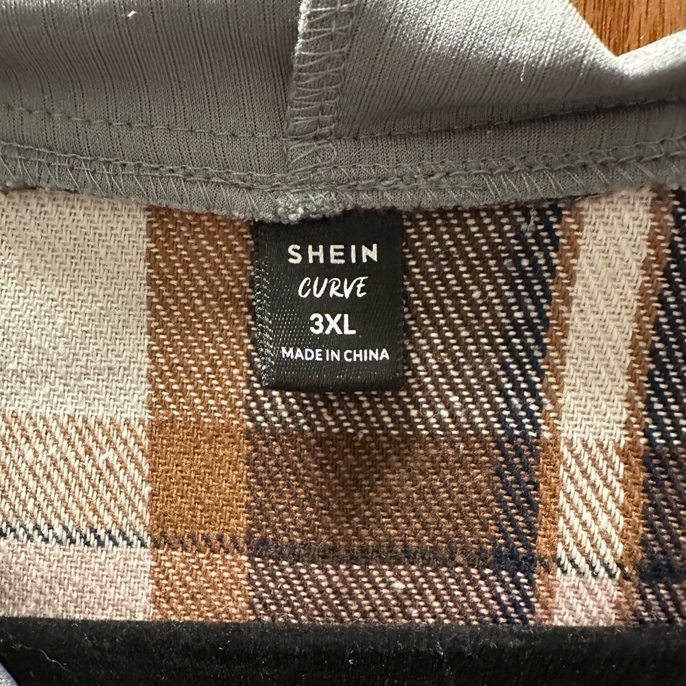 SHEIN Curve Plaid Jacket/Shirt with Hood - Picture 2 of 4